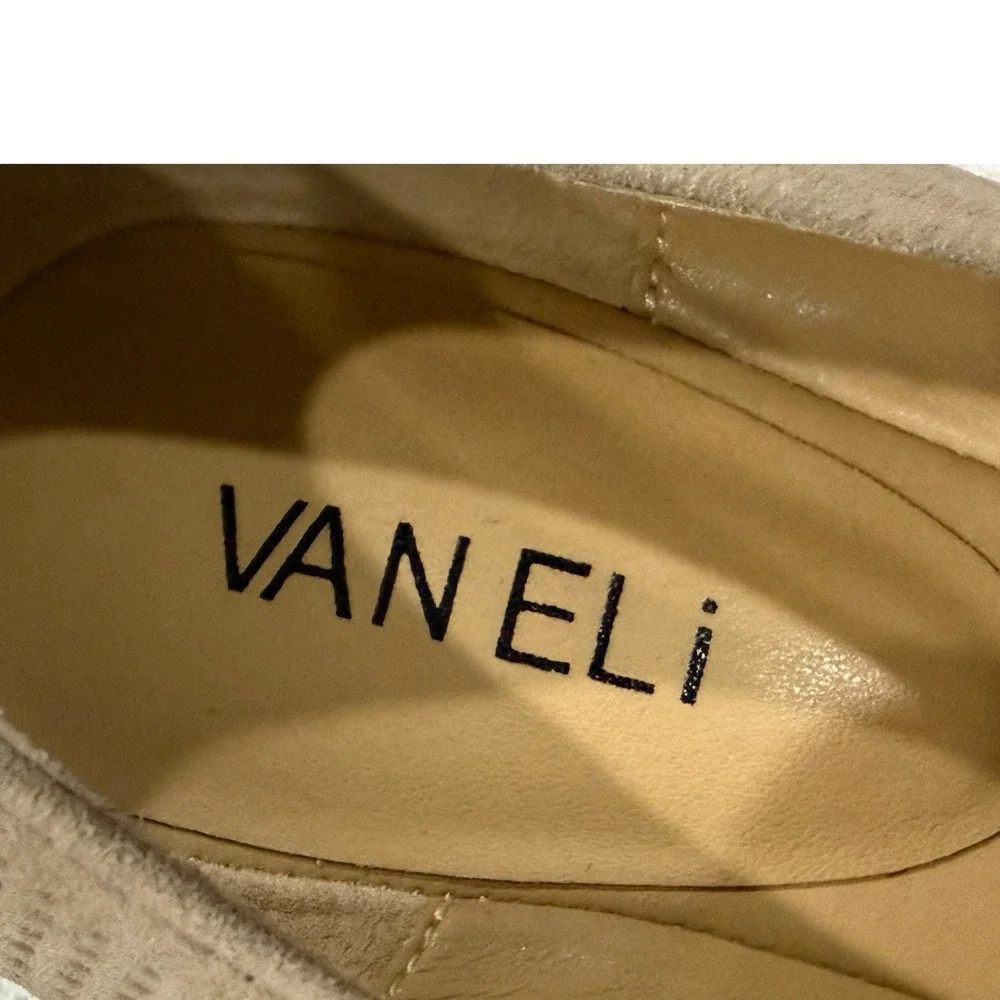 Vaneli Suede Wedge Loafers Beige‎ Women 9M Casual Neutral Comfort Slip On Shoes